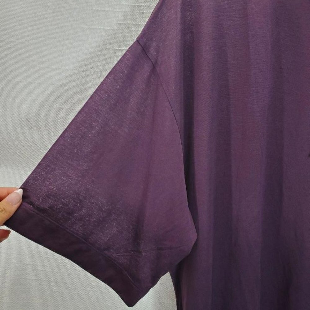Athleta Vapor Hooded Top Womens 1x Purple Short Sleeve Lightweight Cropped - Picture 3 of 9